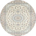 Round Traditional Champagne Beige Medallion Rug, tr156