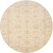 Round Traditional Deep Peach Orange Oriental Rug, tr1570