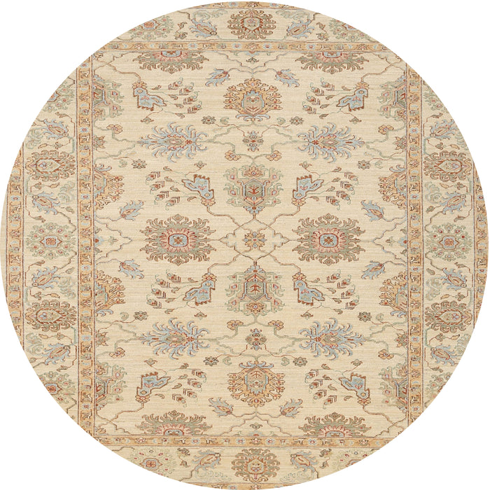 Round Traditional Brown Oriental Rug, tr1571