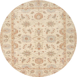 Round Traditional Deep Peach Orange Oriental Rug, tr1572
