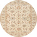 Round Traditional Deep Peach Orange Oriental Rug, tr1572