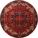 Round Traditional Sienna Brown Persian Rug, tr1573