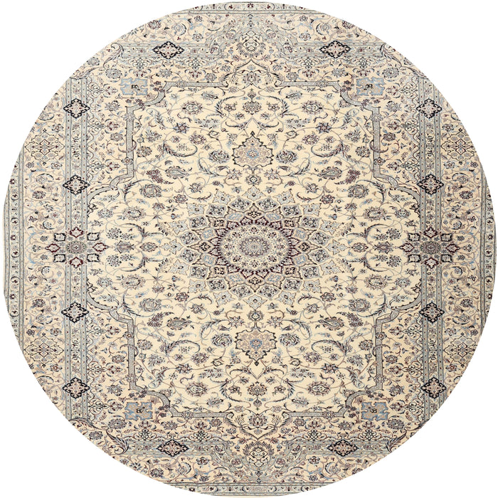 Round Traditional Vanilla Gold Medallion Rug, tr1574