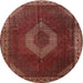 Round Traditional Rust Pink Medallion Rug, tr1576