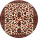 Round Traditional Saffron Red Persian Rug, tr1577