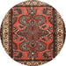 Square Machine Washable Traditional Saffron Red Rug, wshtr1578