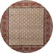 Round Traditional Red Brown Persian Rug, tr1580