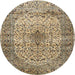 Round Traditional Reddish Brown Medallion Rug, tr1582