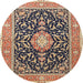 Round Traditional Red Brown Medallion Rug, tr1584