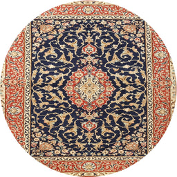 Square Machine Washable Traditional Red Brown Rug, wshtr1584