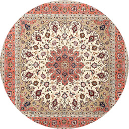 Square Machine Washable Traditional Deep Peach Orange Rug, wshtr1585