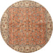 Square Machine Washable Traditional Sand Brown Rug, wshtr1586