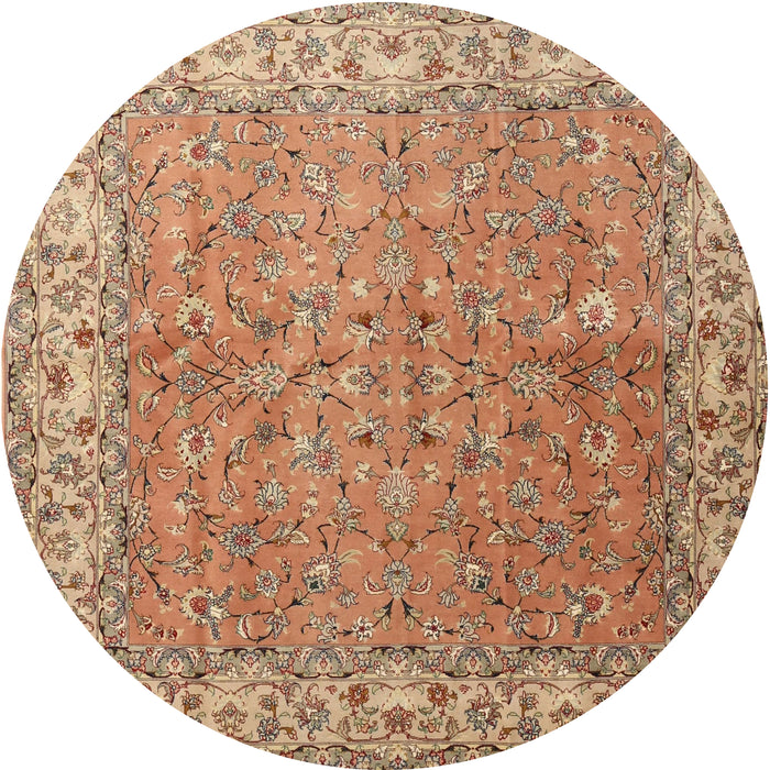 Round Traditional Sand Brown Persian Rug, tr1586