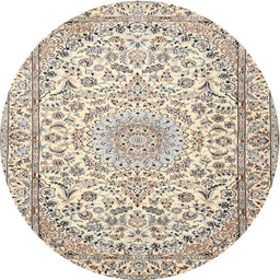Round Traditional Dark Almond Brown Medallion Rug, tr1587