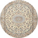 Round Traditional Dark Almond Brown Medallion Rug, tr1587