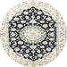 Round Traditional Champagne Beige Medallion Rug, tr1588