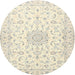 Round Traditional Tan Brown Medallion Rug, tr1589