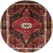 Round Traditional Saffron Red Persian Rug, tr158