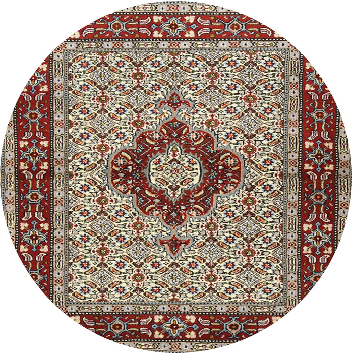 Round Traditional Tan Brown Persian Rug, tr1591