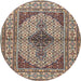 Round Traditional Reddish Brown Persian Rug, tr1592