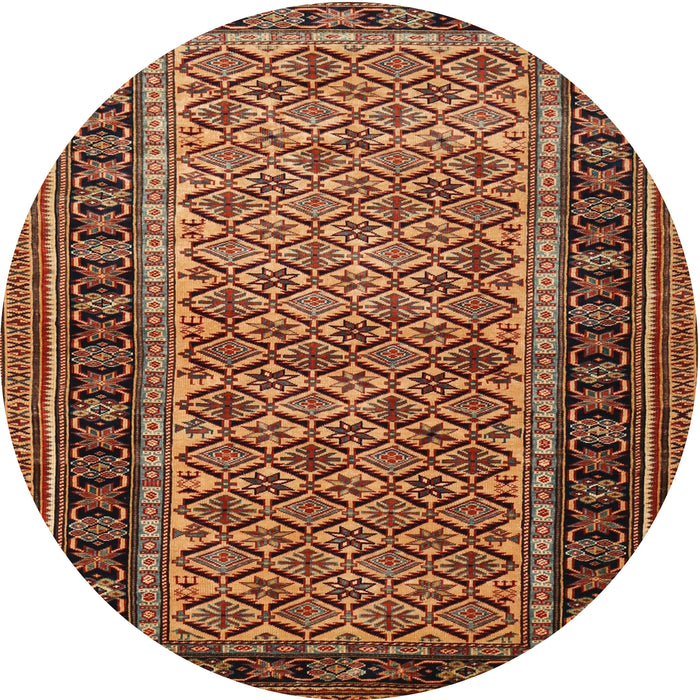 Round Traditional Saffron Red Persian Rug, tr1594