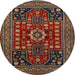 Round Traditional Deep Red Persian Rug, tr1595