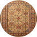 Round Traditional Mahogany Brown Persian Rug, tr1596