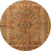 Round Traditional Orange Persian Rug, tr1598