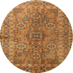 Square Machine Washable Traditional Orange Rug, wshtr1598