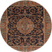 Round Traditional Red Medallion Rug, tr15