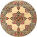 Round Traditional Sienna Brown Medallion Rug, tr1600