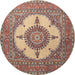 Square Machine Washable Traditional Brown Red Rug, wshtr1601