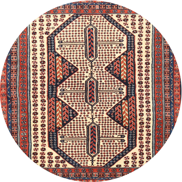 Round Traditional Light French Beige Brown Persian Rug, tr1602