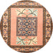 Round Traditional Chestnut Brown Persian Rug, tr1604