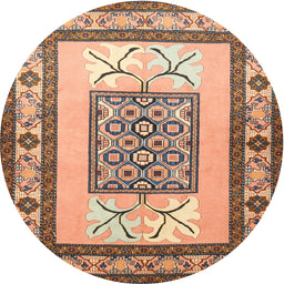 Square Machine Washable Traditional Chestnut Brown Rug, wshtr1604