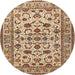 Round Traditional Dark Sienna Brown Persian Rug, tr1605