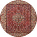 Round Traditional Red Persian Rug, tr1606
