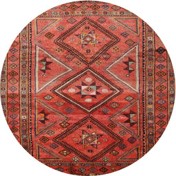 Round Traditional Orange Southwestern Rug, tr1607