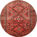 Round Traditional Orange Southwestern Rug, tr1607