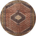 Round Traditional Orange Salmon Pink Medallion Rug, tr1608