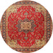 Round Traditional Brown Medallion Rug, tr1609