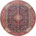 Square Machine Washable Traditional Brown Red Rug, wshtr1610