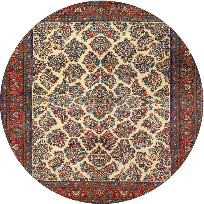 Round Traditional Camel Brown Persian Rug, tr1612