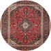 Square Machine Washable Traditional Saffron Red Rug, wshtr1615