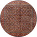 Round Traditional Saffron Red Persian Rug, tr1616