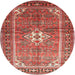 Round Traditional Light Copper Gold Persian Rug, tr161