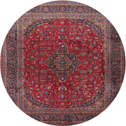 Round Traditional Rose Purple Medallion Rug, tr1620