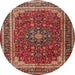 Round Traditional Red Medallion Rug, tr1621