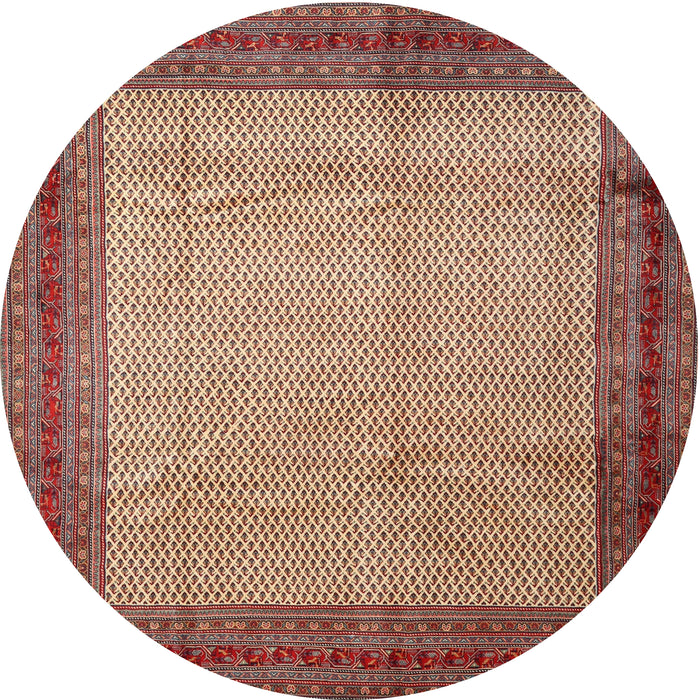 Round Traditional Fire Brick Red Persian Rug, tr1622