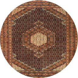 Round Traditional Bronze Brown Medallion Rug, tr1623